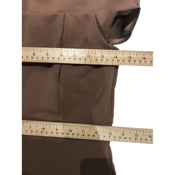 Rubber Ducky production Off-the-Shoulder neckline wrap Gown long dress Sz S Tan - Picture 10 of 10